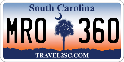 SC license plate MRO360