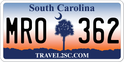 SC license plate MRO362