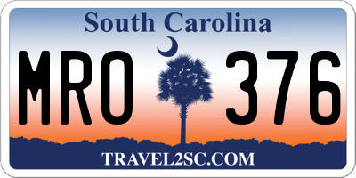SC license plate MRO376