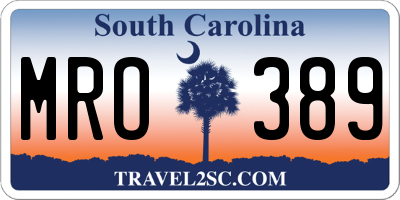 SC license plate MRO389