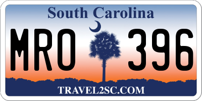 SC license plate MRO396