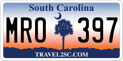SC license plate MRO397