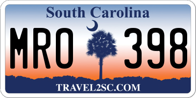 SC license plate MRO398