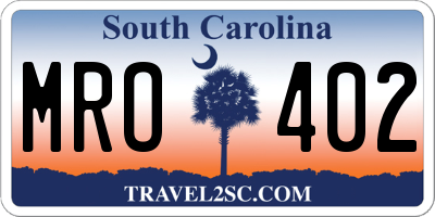 SC license plate MRO402