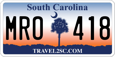 SC license plate MRO418