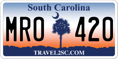 SC license plate MRO420