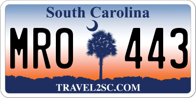 SC license plate MRO443