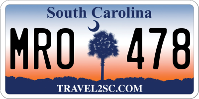 SC license plate MRO478