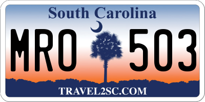 SC license plate MRO503
