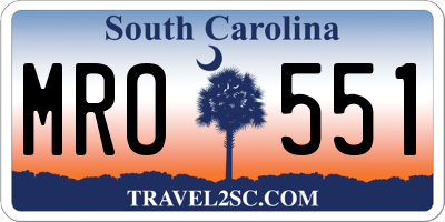 SC license plate MRO551
