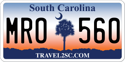 SC license plate MRO560