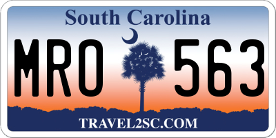 SC license plate MRO563