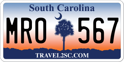SC license plate MRO567
