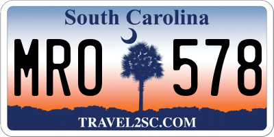 SC license plate MRO578