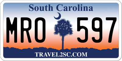SC license plate MRO597