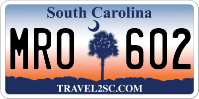 SC license plate MRO602