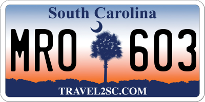 SC license plate MRO603
