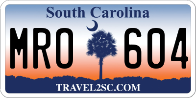 SC license plate MRO604