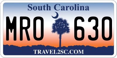 SC license plate MRO630