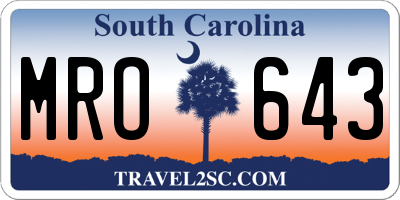 SC license plate MRO643