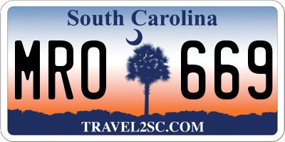 SC license plate MRO669