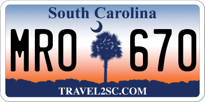 SC license plate MRO670