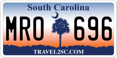 SC license plate MRO696