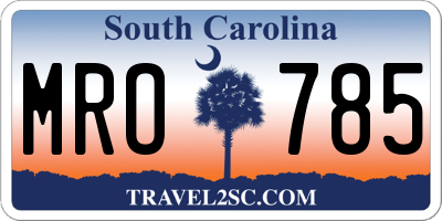 SC license plate MRO785