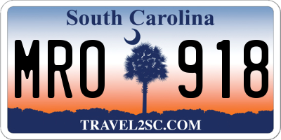 SC license plate MRO918