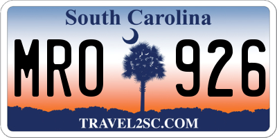 SC license plate MRO926