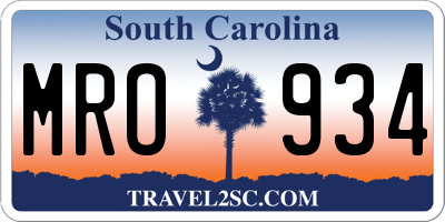 SC license plate MRO934