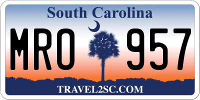 SC license plate MRO957