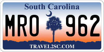 SC license plate MRO962