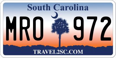 SC license plate MRO972