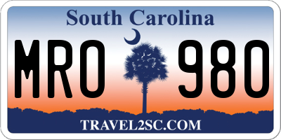 SC license plate MRO980