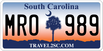 SC license plate MRO989