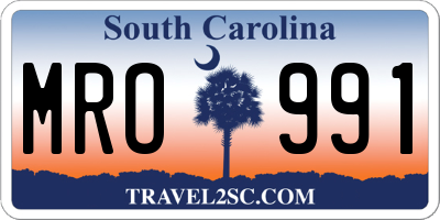 SC license plate MRO991