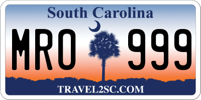 SC license plate MRO999