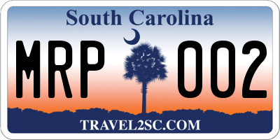 SC license plate MRP002