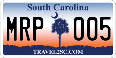 SC license plate MRP005