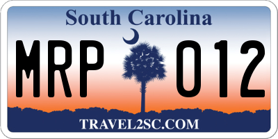 SC license plate MRP012