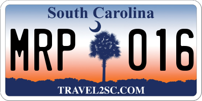 SC license plate MRP016