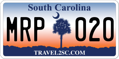 SC license plate MRP020