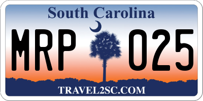 SC license plate MRP025