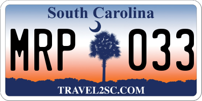 SC license plate MRP033