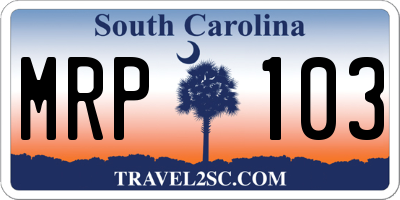 SC license plate MRP103