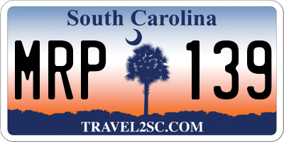 SC license plate MRP139