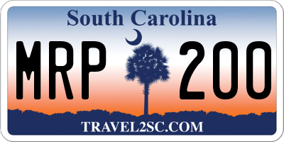 SC license plate MRP200