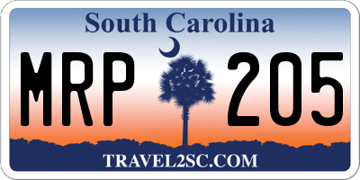 SC license plate MRP205