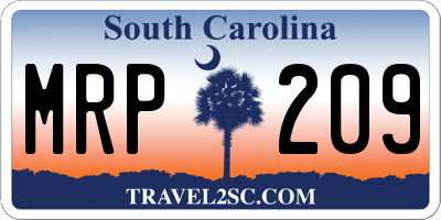 SC license plate MRP209